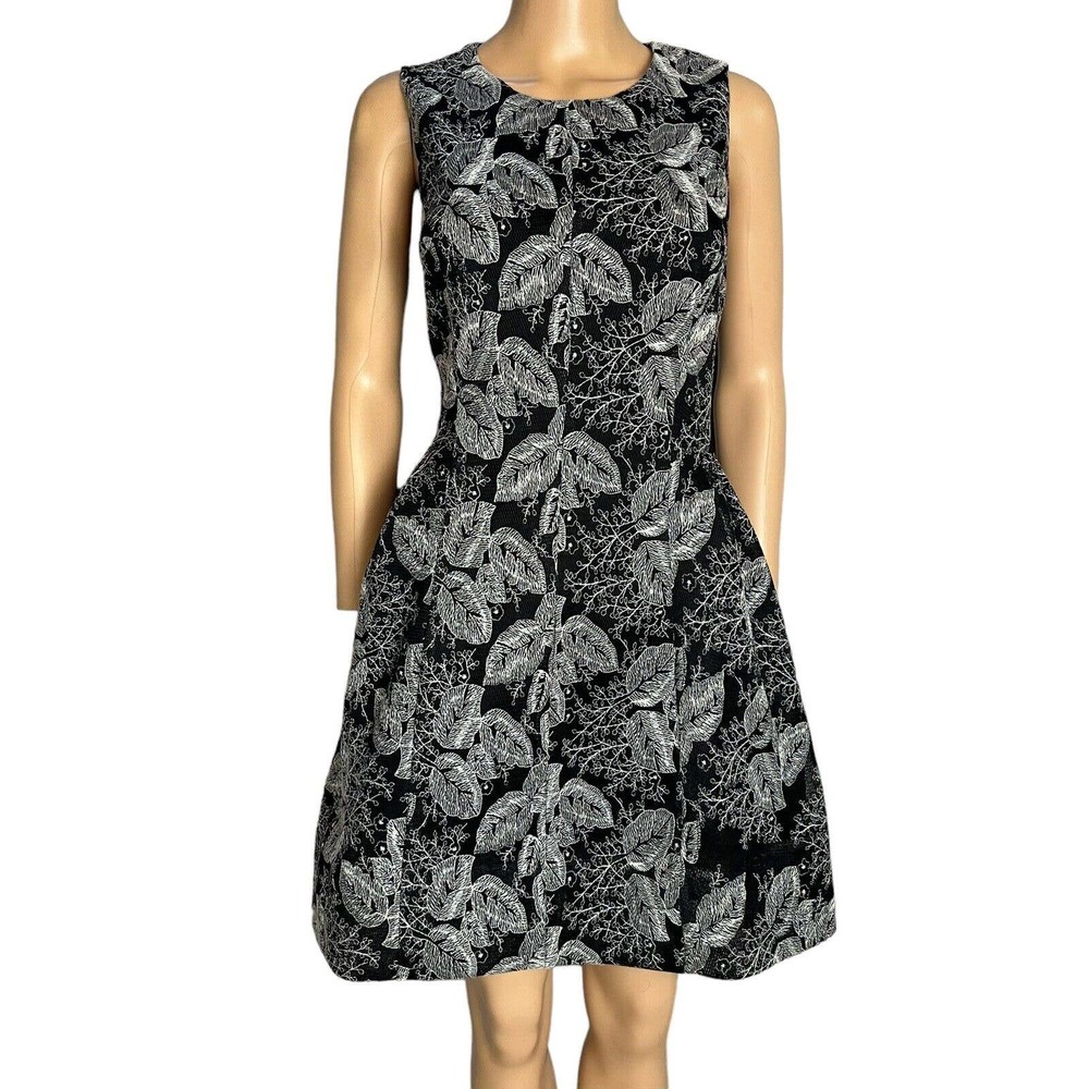 Calvin Klein Fit and Flare Dress Mesh Floral Embroidery Sleeveless